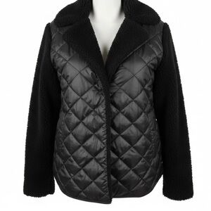 LIVI BLACK QUILTED FLEECE JACKET. NEW WITH TAGS. SIZE 14/16